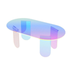 P&P Iridescent Acrylic Coffee Table With Oval Top & Sculptural Legs – Modern Gradient Glass Look