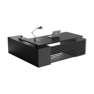 Modern Furniture PHOENIX Black Executive Desk with Right Return - Black Concrete