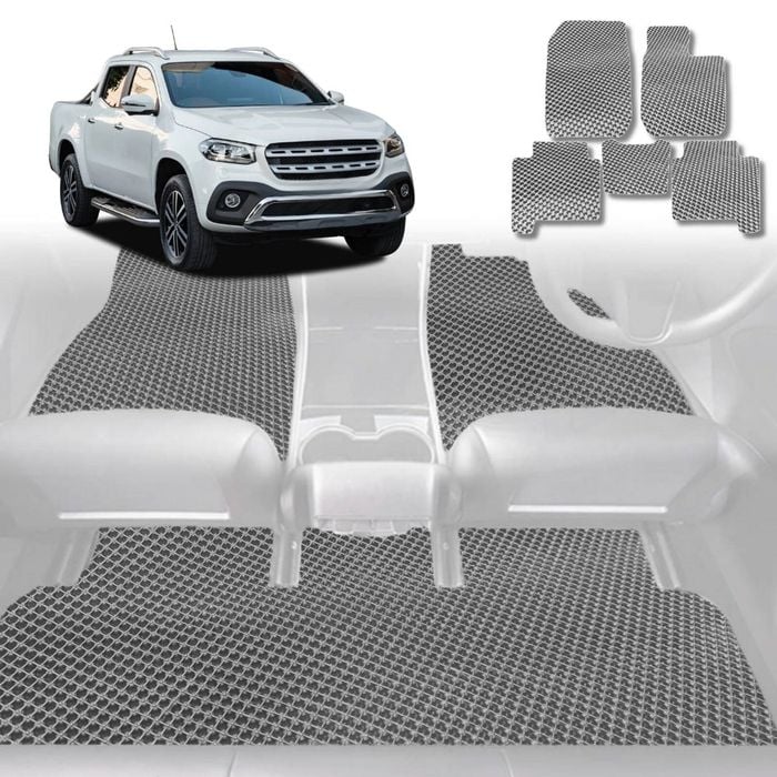 6D Diamond Car Floor Mats for Mercedes-Benz X-Class Ute2017-2021-Full Set-Grey-Outback GT