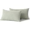 Catzon 2 Pcs Throw Pillow Covers Soft Striped Corduroy Cushion Case for Couch 30X50cm-Light Green