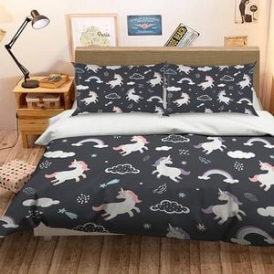 3D Rainbow Unicorn 067 Bedding Set Pillowcases Quilt Duvet Cover Set Queen King