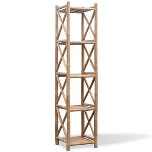 vidaXL 5-Tier Square Bamboo Shelf Free Standing Tower Rack Storage Organiser