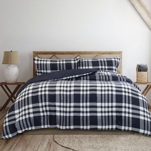 Ardor Ronan Navy Plaid Jacquard Quilt Cover Set Single