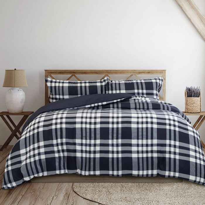Ardor Ronan Navy Plaid Jacquard Quilt Cover Set Single
