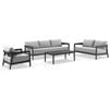 Bronte 3+2+1 Outdoor Aluminium Lounge Setting Charcoal With Coffee Table & Textured Olefin Grey Cushions