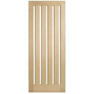 Corinthian 2040 x 920 x 40mm Entrance Door Blonde Oak Translucent Glass AWO5VG
