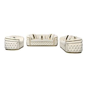 Elegant 3+2+1 Seater Sofa Set Plush Velvet Fabric in Beige Colour