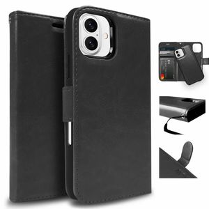 Tough On for Apple iPhone 16 Case Magnetic Detachable Leather Black