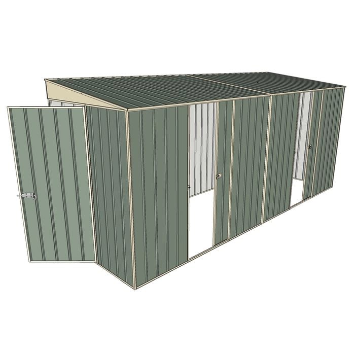 Build-a-Shed 1.5 x 4.5 x 2m Dual Single Sliding Side Door Skillion Shed - Green