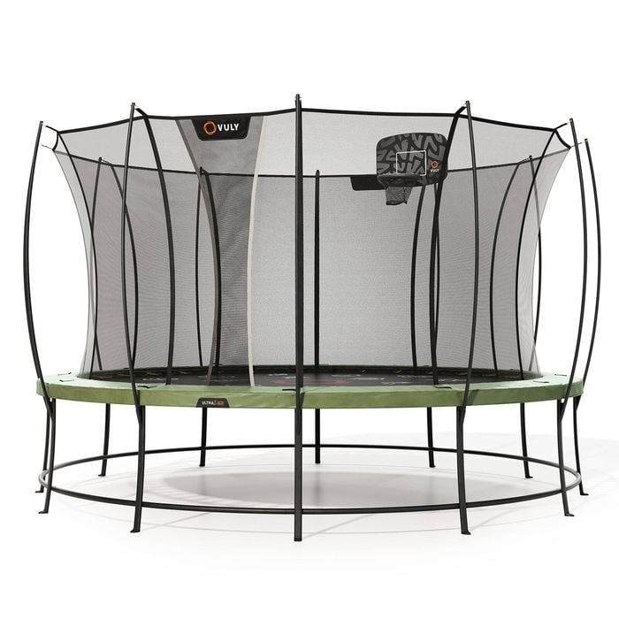 VULY Ultra 2 Pro Extra Large 16ft Trampoline with Enclosure - Round Kids Trampolines Bundle With Basketball Hoop
