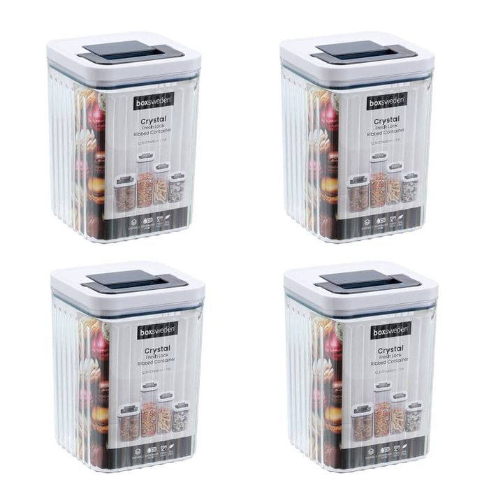 4PK Lemon and Lime Crystal Ribbed Food Storage Container 1.9L/18cm Assorted