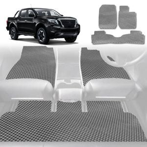 6D Diamond Car Floor Mats for Nissan Navara Dual Cab 2015-Current-Full Set-Grey-Outback GT