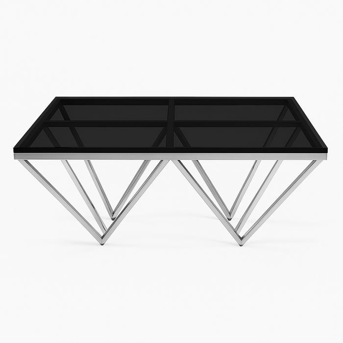 Elegant Collections Silver Black Pyramid Coffee Table