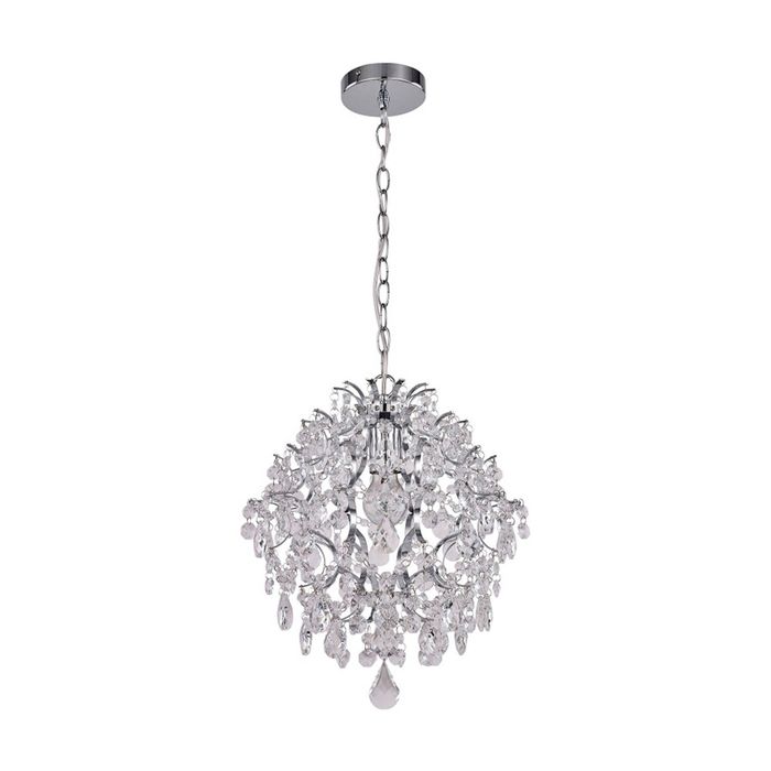Lexi Lighting Baroque Chandelier Small Chrome & Clear Crystal Metal Glass