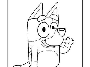 Drawing of the Bluey character in the Bluey show.