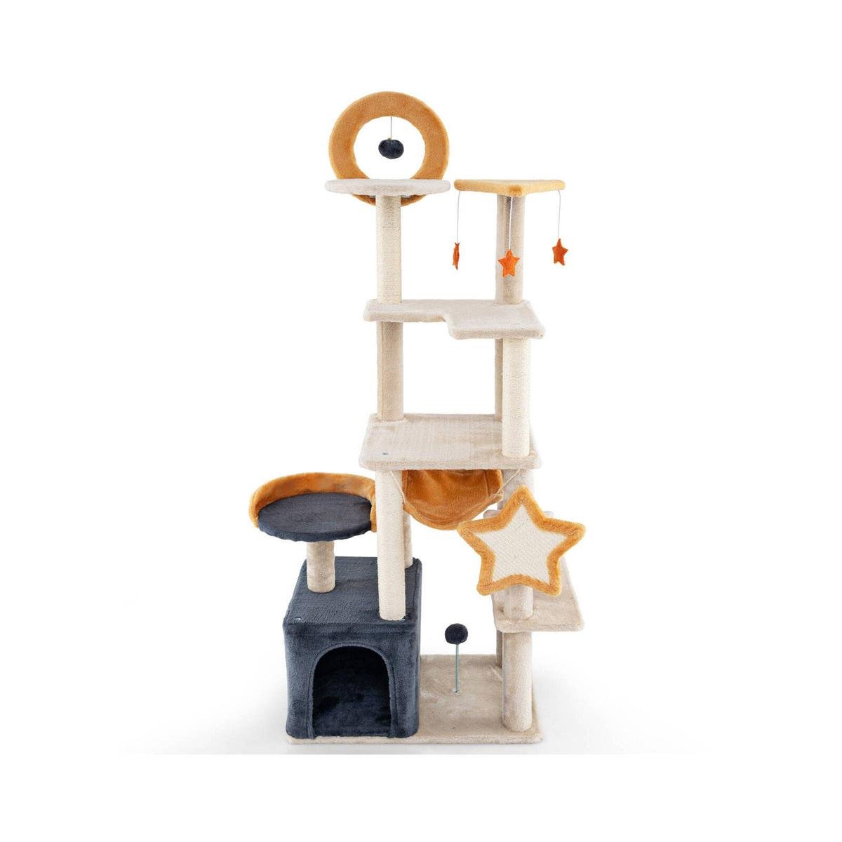 Costway 160cm Indoor Cats Tree Multilevel Cat Tower w/Sisal Scratching