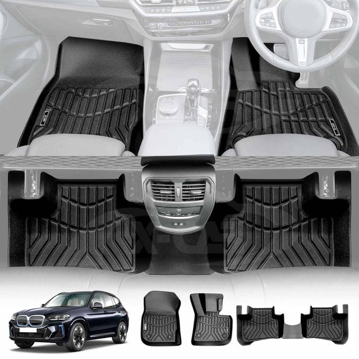 3D All-Weather Floor Mats for BMW iX3 2023-2025 Heavy Duty Customized Liners Full Set Carpet