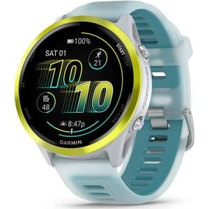 Garmin Forerunner 570 47mm GPS Running Smartwatch - Amp Yellow Aluminum with Translucent Whitestone/Turquoise Band