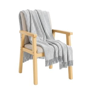 SOGA Soft  Light Beige Tassel Throw Blanket 160x200cm Soft Polyester
