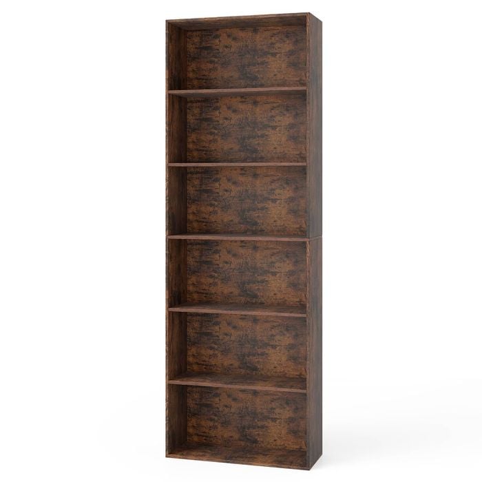 Costway 6-tier Open Bookcase 178cm Display Shelf Storage Organizer Brown