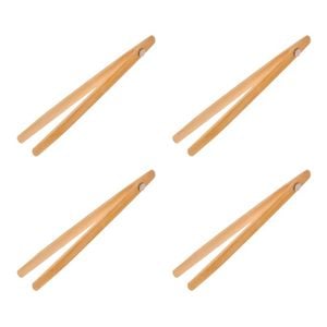 4x Appetito Bamboo Toast Tongs W/ Magnet 20cm Home Kitchen Cooking Utensils