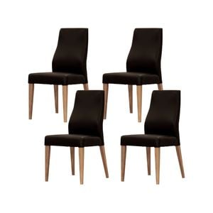 Rosemallow Dining Chair Set of 4 PU Leather Seat Solid Messmate Timber - Black