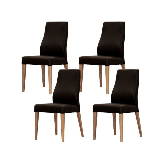 Rosemallow Dining Chair Set of 4 PU Leather Seat Solid Messmate Timber - Black
