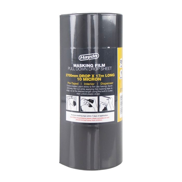 Haydn 2700 x 17000mm Pre-Taped Interior 10 Micron Masking Film with Dispenser