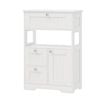 Advwin Bathroom Floor Cabinet Wooden Storage Unit w/ Adjustable Shelf & Drawers White