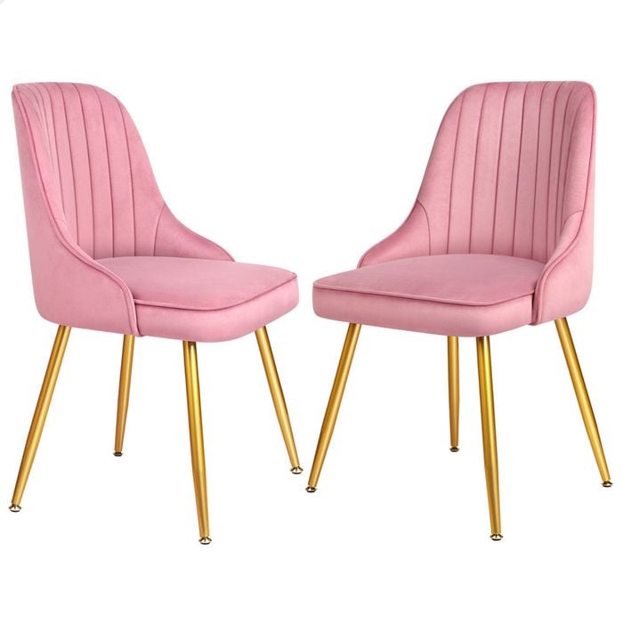 Pink velvet dining chairs discount