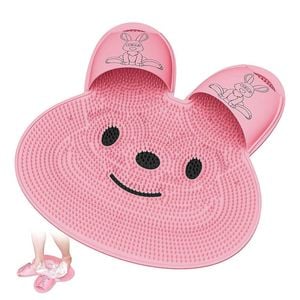 Catzon Shower Foot Scrubber Mat Rabbit-shaped Non-slip Suction-pink