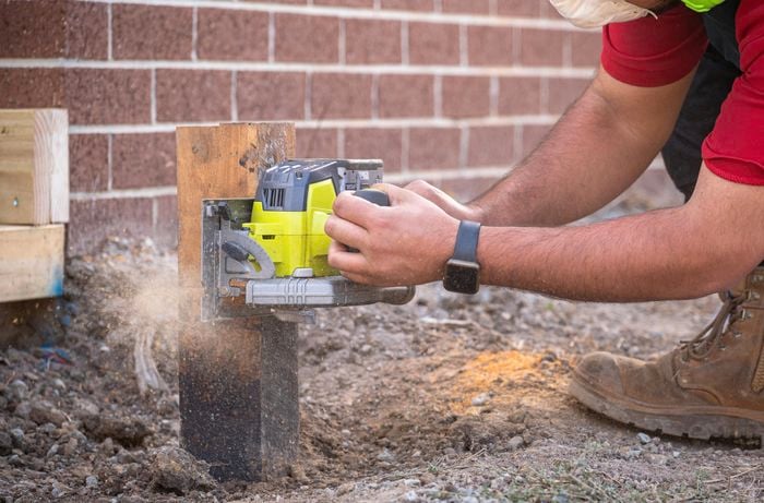 Stumps being cut to the ideal height