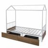 Costway House Bed Platform Single Metal 2drawer Headboard Footboard Natural
