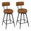 Costway Swivel Bar Stools Set Of 2 Modern Counter Height Chairs Brown