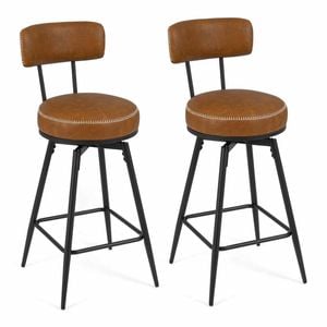 Costway Swivel Bar Stools Set Of 2 Modern Counter Height Chairs Brown