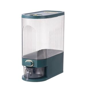 Catzon Clear Rice Dispenser with Lid Moisture Proof for Soybean Corn 16.5 X 33.5 X 29cm-Green