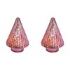2PK LVD Glossy Glass LED Festive Christmas Tree Decor Small 9x9x14cm Rose