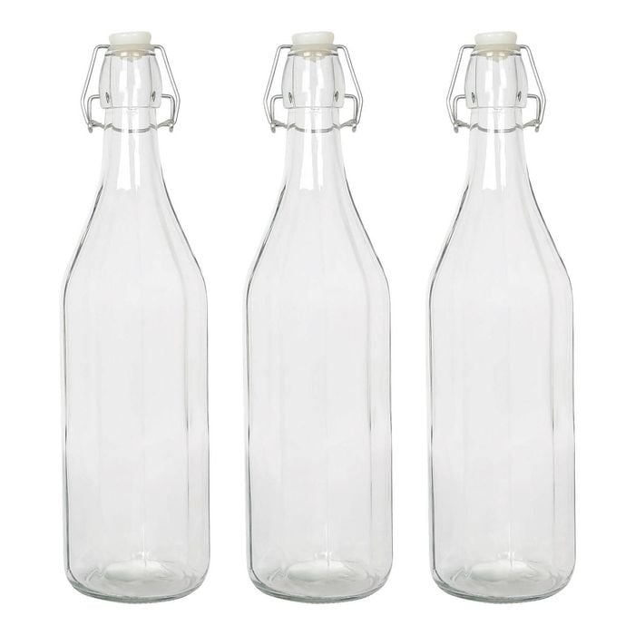 Argon Tableware Glass Bottles with Swing Top - 1.1 Litre - Pack of 3