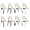 Oikiture 8x Dining Chairs Chenille Fabric Beige