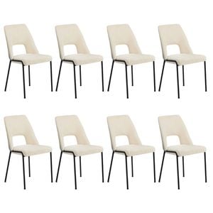 Oikiture 8x Dining Chairs Chenille Fabric Beige
