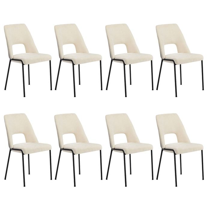 Oikiture 8x Dining Chairs Chenille Fabric Beige