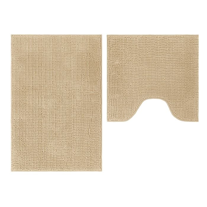 Barelli Latte Chenille 2 Piece Bath Mat Set