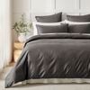 Dreamaker 400TC Premium Cotton Sateen Piped Quilt Cover Set Charcoal Double Bed