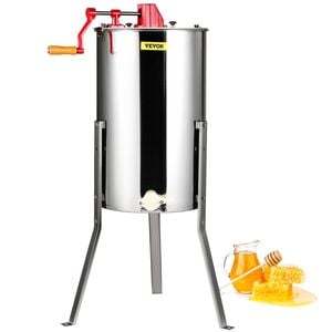 VEVOR Manual Honey Extractor 3 Frames Stainless Steel with Lid Height Adjustable Stand