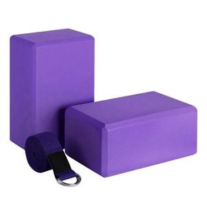 NNETM Yoga Block & Strap Set EVA Foam Non-Slip Blocks (Purple)