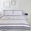 Amsons 100% Cotton Queen Quilt Cover Set With Extra Standard Pillowcases - New Hampton- White/Blue