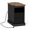 Costway Farmhouse Bedside Table 2drawer Side Nightstand Charging Black