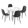 Oikiture 5PCS Dining sets 110cm Round Table with Chairs PU Grey