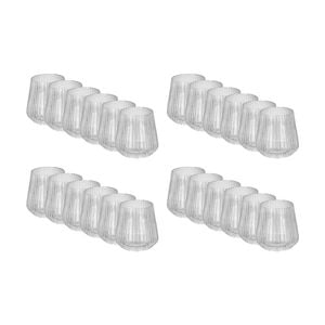 24PK Braz Diamond Tall Tumbler Ribbed Drinking Glass Cup 390ml Clear