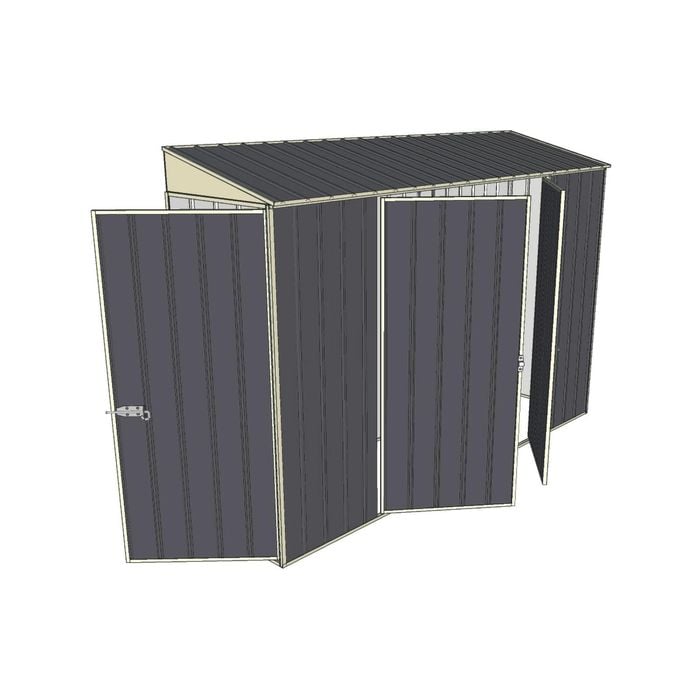Build-a-Shed 0.8 x 3 x 2m Single Hinged Door Shed with Double Hinged Side Doors - Grey